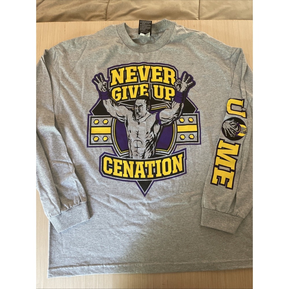WWE John Cena never give up U can't C Me Cenation long sleeve T-shirt 2x‎ NOS